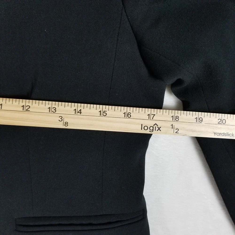 J.Crew Open Front Blazer Women 6 Black Polka Dot Lining Structured Workwear